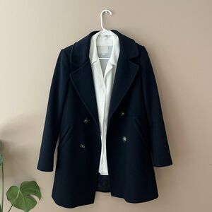 LOFT Navy Wool Blend Pea Coat Sz XS